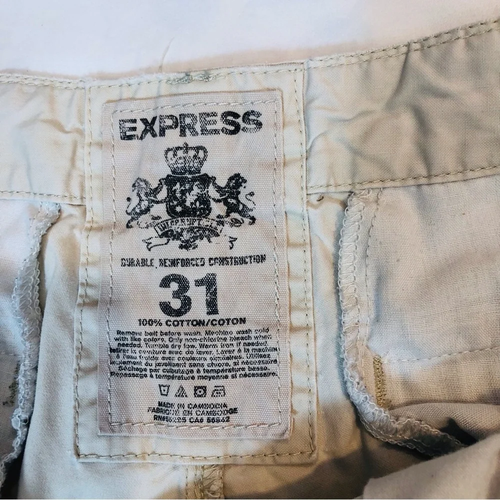 Express Mens Tan Flat Front Shorts